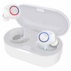 Бездротові навушники Bluetooth 5.0 з чохлом для зарядки, Mini HD сенсорне управління водонепроникні білі