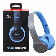 Беспроводные наушники гарнитура Р47 Bluetooth голубые