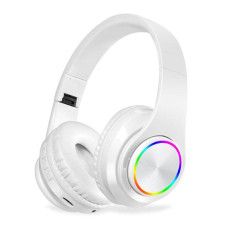 Bluetooth Наушники беспроводные B39 со светодиодными вставками белые