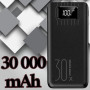 Power bank 30 000 мАч быстрая зарядка Зарядное устройство аккумулятор для телефона LED дисплей фонарик