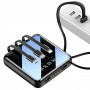 Power Bank 20000 Mah портативный мини с цифровым дисплеем 4 кабеля черный