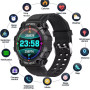 Умные водонепроницаемые часы с Bluetooth FD68s Black круглые сенсорный смарт-браслет
