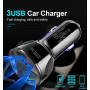 Автомобільна швидка зарядка для телефона 3 USB-порти 5 V 7 A від прикурювача
