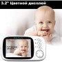Відеоняня бездротова Baby Monitor VB603 3.2 з термометром, нічне бачення, датчик звуку 3.2" LCD монітор