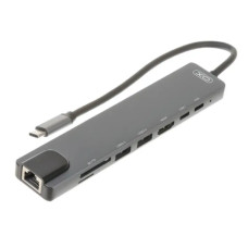 Usb-хаб перехідник XO Hub003 (Type C to 2Usb+HDMi+2 Type C+RJ45+SD+MicroSD)