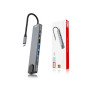 Usb-хаб перехідник XO Hub003 (Type C to 2Usb+HDMi+2 Type C+RJ45+SD+MicroSD)