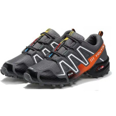 Чоловічі трекінгові кросівки Greatshoe GS-81 водонепроникні нековзні сіро-жовтогарячі 