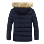 Чоловіча куртка з хутряним капюшоном "зима" темно-синій  L, XL, XXL