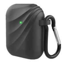 Силіконовий захисний чохол для Airpods 1/2 з карабіном хакі, чорний, білий, жовтий, червоний