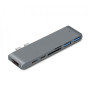 Адапрет перехідник, хаб для MacBook Space Gray 7в 1 Type-C + Type-A + HDMI 4K + MicroSD + SD